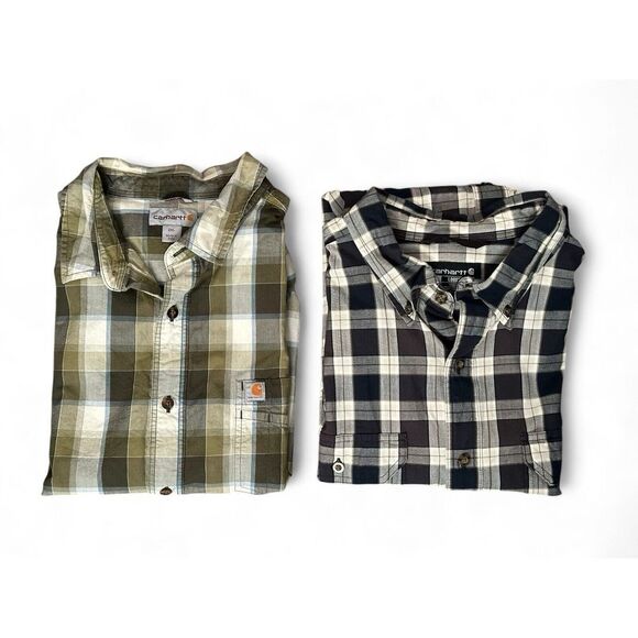 Carhartt Other - Carhartt Plaid Men's Rugged Outdoor Wear Long Sleeve Button Down Shirt -Lot Of 2